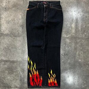 Rare Y2K 2000s Johnny Blaze Flame Denim Jeans